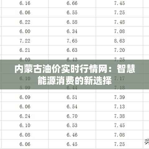 内蒙古油价实时行情网：智慧能源消费的新选择