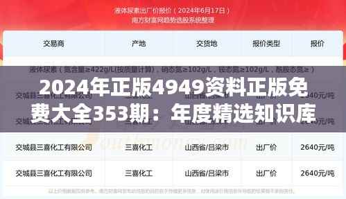 2024年正版4949资料正版免费大全353期:年度精选知识库
