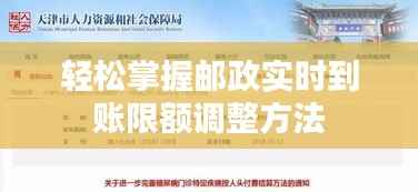 轻松掌握邮政实时到账限额调整方法